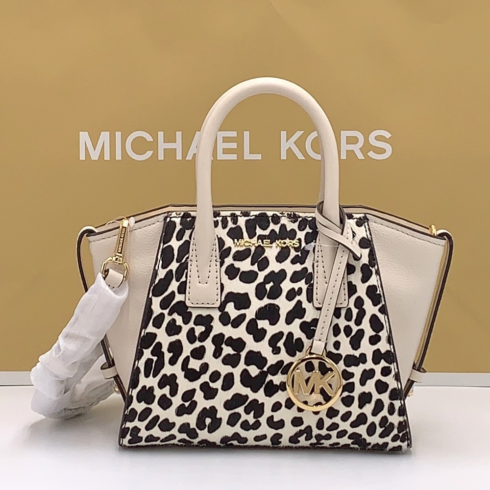 Avril Extra-Small Cheetah Print Calf Hair and Leather Satchel Light Cream multi - Picture 2 of 16